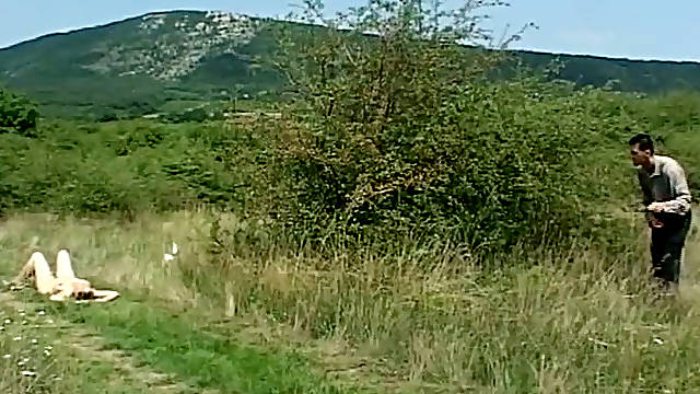 Fat chick gets fucked hard by a horny dude somwhere in the countryside