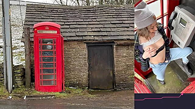 Cumming Hard in Public Red Telephone Box with Lush Remote Controlled Vibrator...