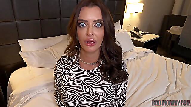 Mommy feels impressed by how big her stepson's cock is