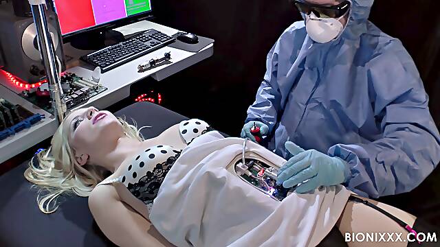 Aroused blonde programmed to fuck and swallow without limits