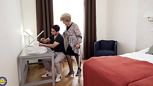 Mature feels nephew's dick deeper than ever after soft blowjob foreplay