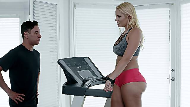 Huge tits blonde milf Vanessa Cage rides coach Brad Knight’s cock hard