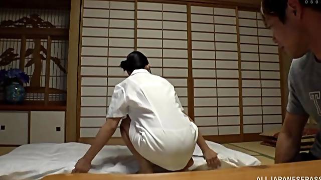 Nice fucking on the floor with a cock hungry Japanese amateur