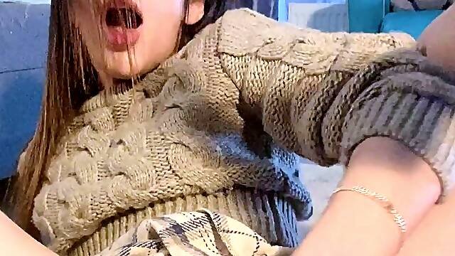 Pussy masturbation in close up with gorgeous blonde teen