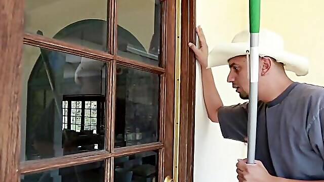 Sexy Evita Pozzi banging on the sofa