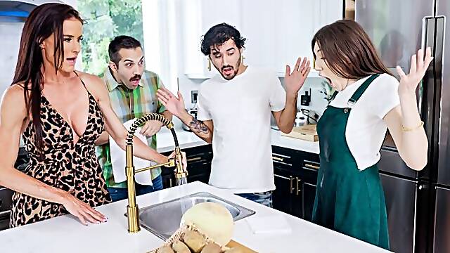 Gorgeous babes Sofie Marie and Maya Woulfe have a foursome