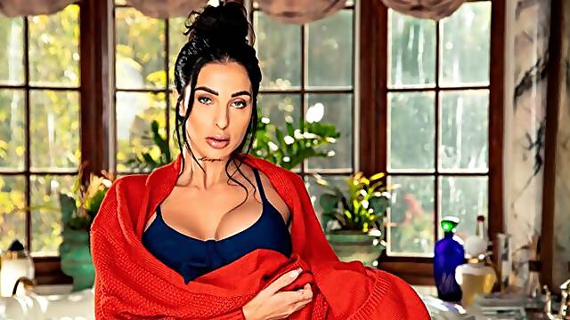 Soloing glamorous model Azul Hermosa stimulates her wet pussy