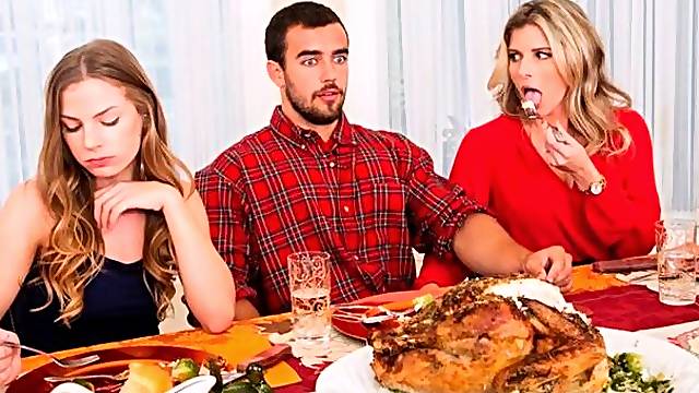 Cory Chase and Sydney Cole take turns on that huge penis