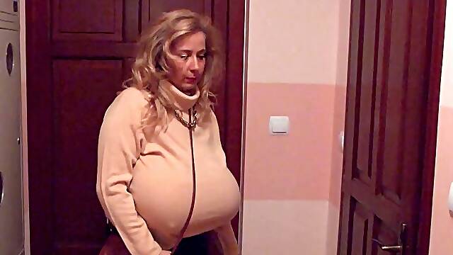 Big Boobed Blonde Masturbates With A Dildo In The Bathroom