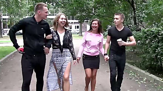 Two young swinger couples arrange crazy group sex fun at home