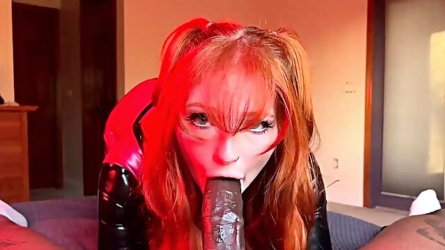 Redhead vixen impales starving pussy on big black cock