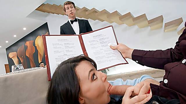 Whitney Wright is sucking cock in the restaurant
