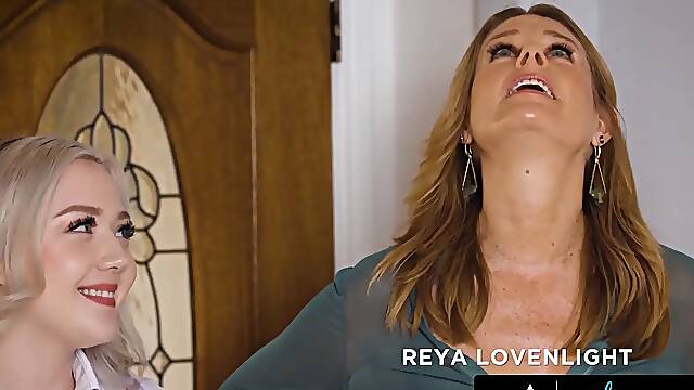 Girlsway - mature cougar reya lovenlight seduces stepbae Eva Nyx with strap-on to avoid expulsion