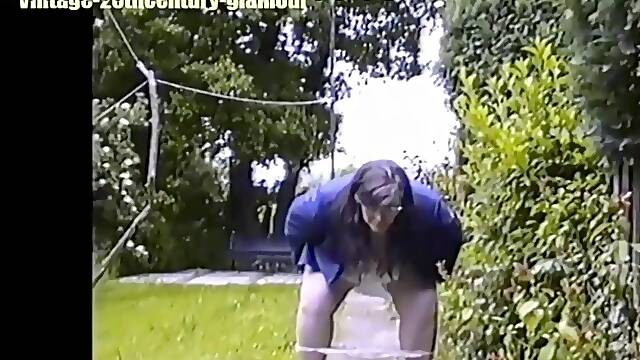 Bank manager Elizabeth Hogben pees in her back garden