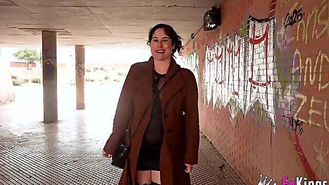 Emmita Smile and her HUGE MELONS wants to seduce a young guy