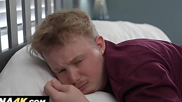 Nikita Reznikova feeds young stud her tits