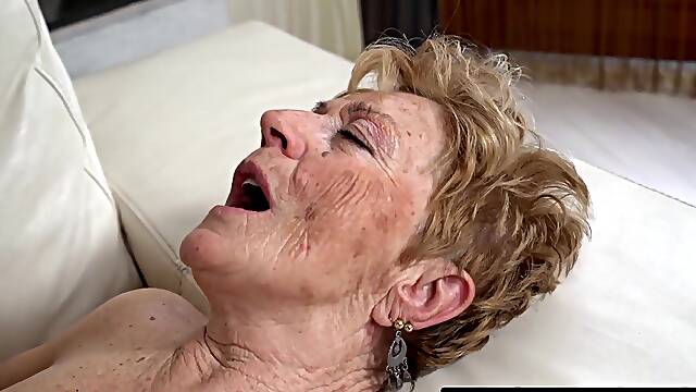 Horny Granny takes teen studs cream pie