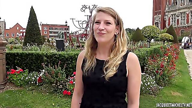 Charming, amateur blonde, Emma was wearing erotic stockings while getting fucked hard in the kitchen