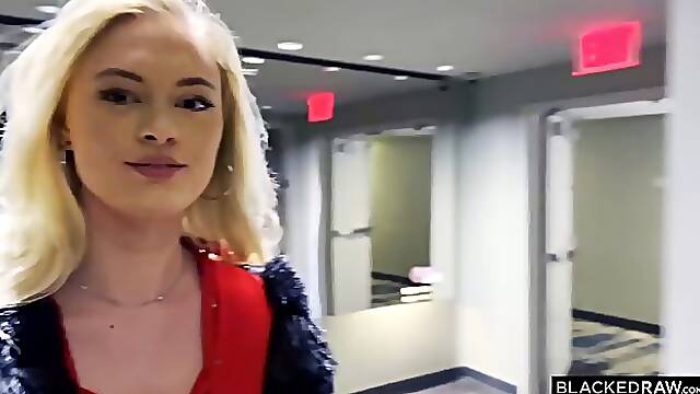 Hot blonde Amber Moore tames huge black cock