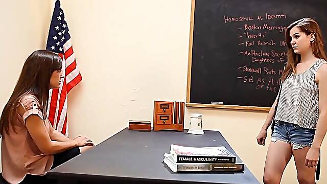 MILF teacher and teen student having hot lesbian sex