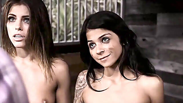 Teen babe Sadie hunk gives Adriana Chechik a rough blowjob