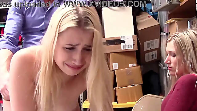 Teen and Milf Thieves caught and fucked in the shop's security room