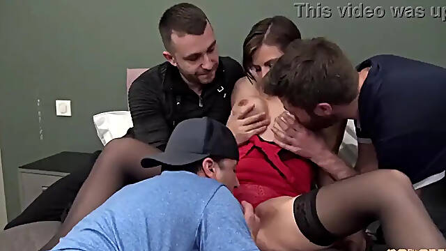 Gangbang with sexy MILF Marie and her big boobs