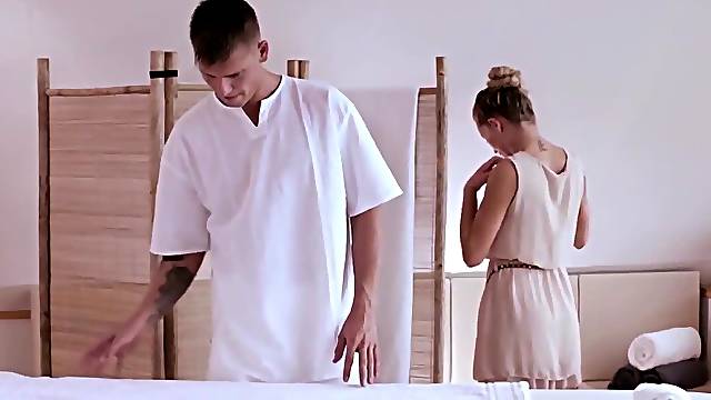 Thomas J. massages Adel Sunshine and pokes her with a hard cock