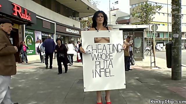Cheating Mommy ass sex toyed in public