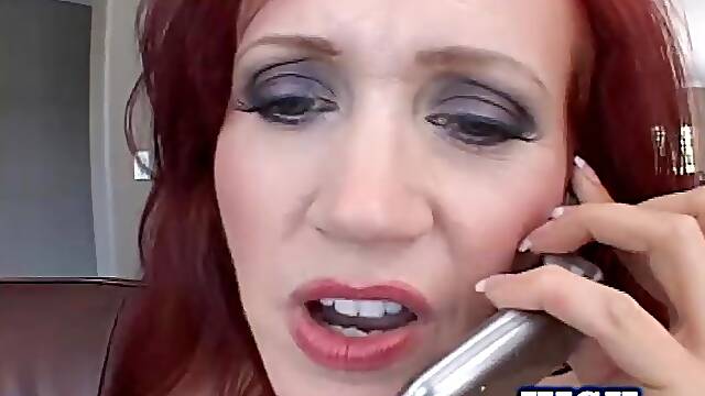 Redhead milf Bailey O'Dare deepthroats a cock and has rough anal sex