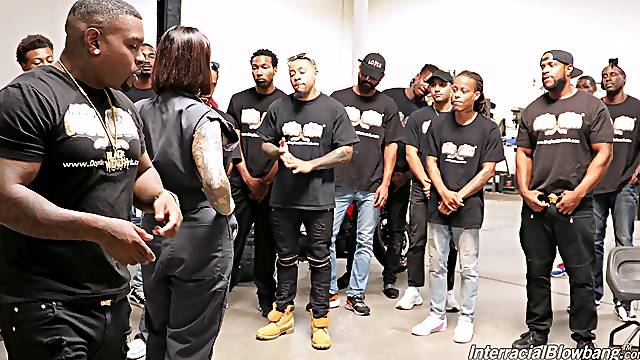 Ivy Lebelle blows every inch of her friends hard penises on the floor