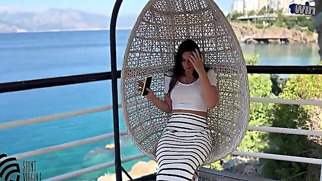 Stepson Cum on face after walk by the sea