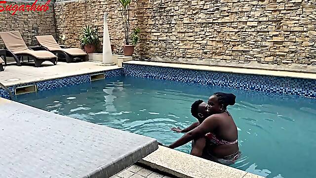 Christmas and Recent Year Vacation on a swimming pool sex