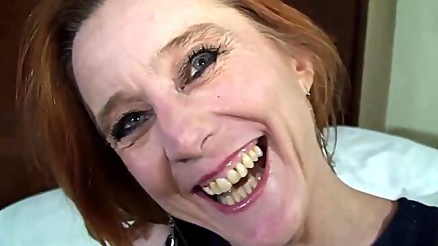 Aged redhead with a perfectly bald vagina is having anal sex and enjoying it a lot