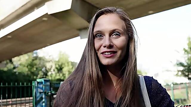 GERMAN SCOUT - Natural Gal Riddy with curly Cunt get multiple Climax at Pick Up Casting