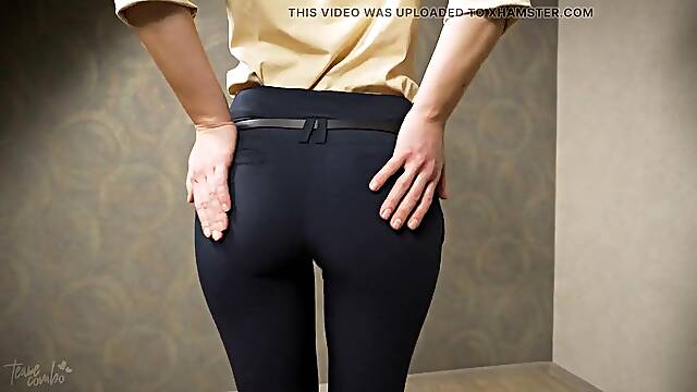 Consummate Booty Oriental In Taut Work Trousers Teases VPL