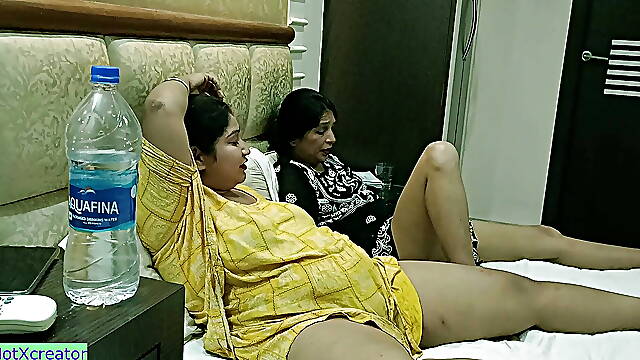 Desi Two Beautiful Girls Fucking with One 18yrs hot boy! Hindi Threesome Sex