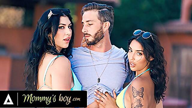 MOMMY'S BOY - Latina Stepmom Queenie Sateen and BFF Vanessa Sky Take Turns With Stepson's Big Dick!