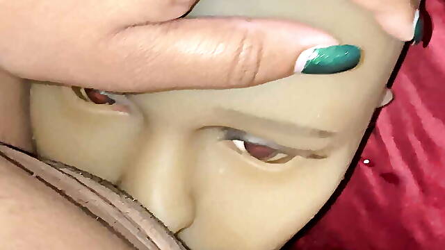 Horny Ebony milf grinds fat throbbing clit on sex doll face (full video on onlyfans Thecakefreak)