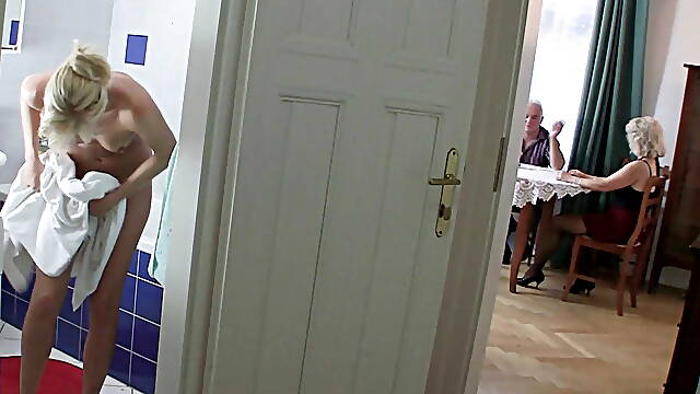 Boyfriend's lesbian mom involves teen into 3some