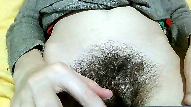 Hairy pussy aside, girl is showing her hair to her boyfriend to impress him.