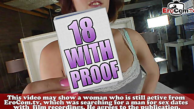 Skinny brunette teen bitch try cum facial casting