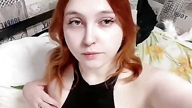 Juicy Thighs and Hips of a Red-haired Cutie in a Sexy Black Dress