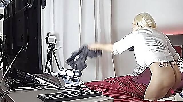 Natasha Cool - Removing mini skirt and starts playing with