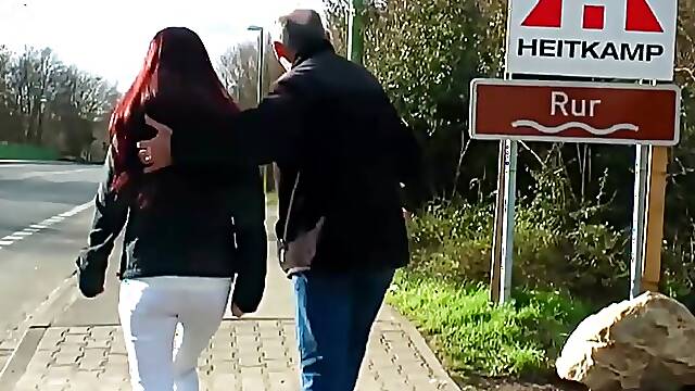 Redhead screwed by the guy twice her age