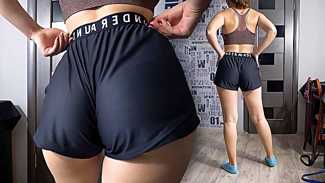 Pawg MILF Teasing Her Ass In Sports Under Armor Shorts