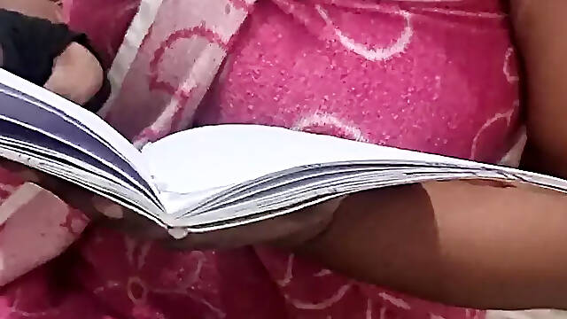 Sri Lankan Aunty and Stepson working on School Homework