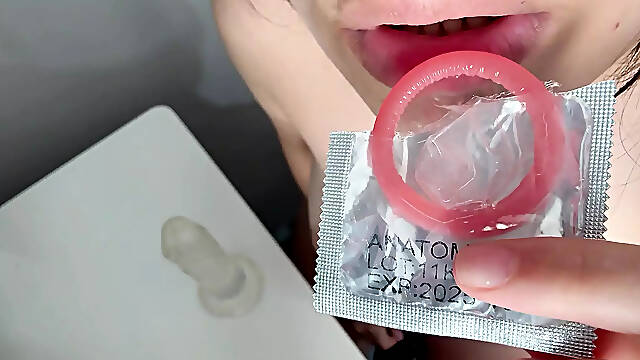 My stepmom showed me how to put a condom on my dick and cum inside it
