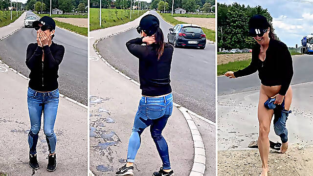 Public Pissing Blooper. Busted by Passing Cars! Timing Fail