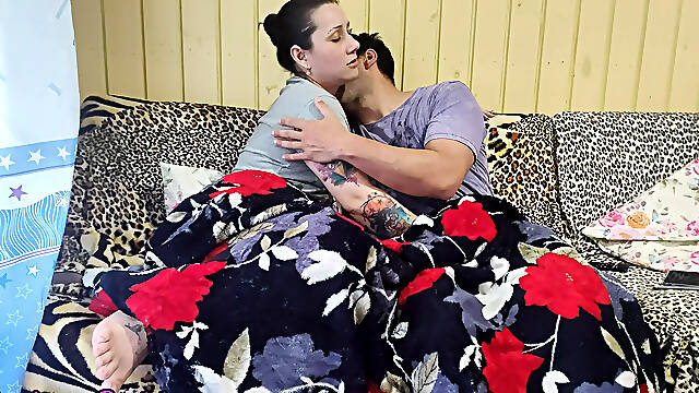 Curious Goddess - Hot MILF masturbating her lover under the blanket